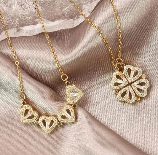 Magnetic Four-Leaf Clover Heart Necklace